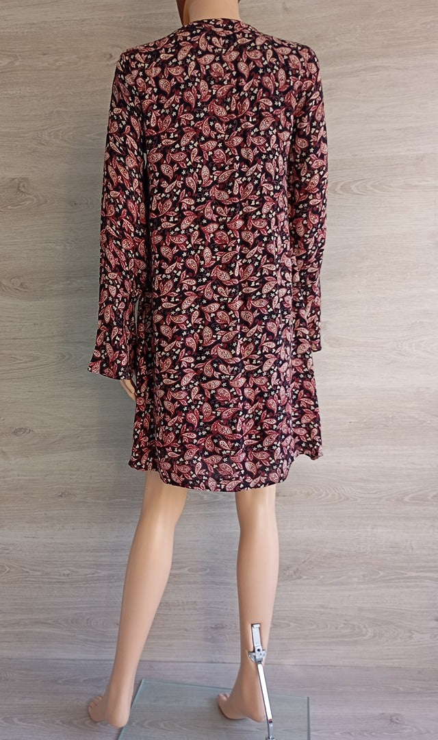 Robe courte - manches longues - Amichi Essentials - S - bordeau/multicolore - Neuf - viscose