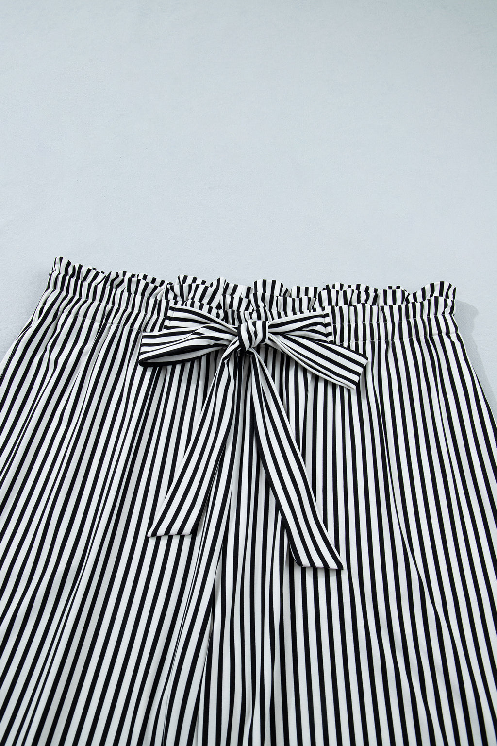 Pantalon Large à Rayures Noires — Taille Élastique & Poches Grande Taille
