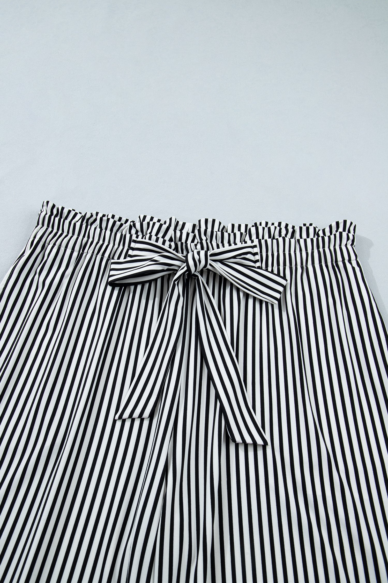 Pantalon Large à Rayures Noires — Taille Élastique & Poches Grande Taille