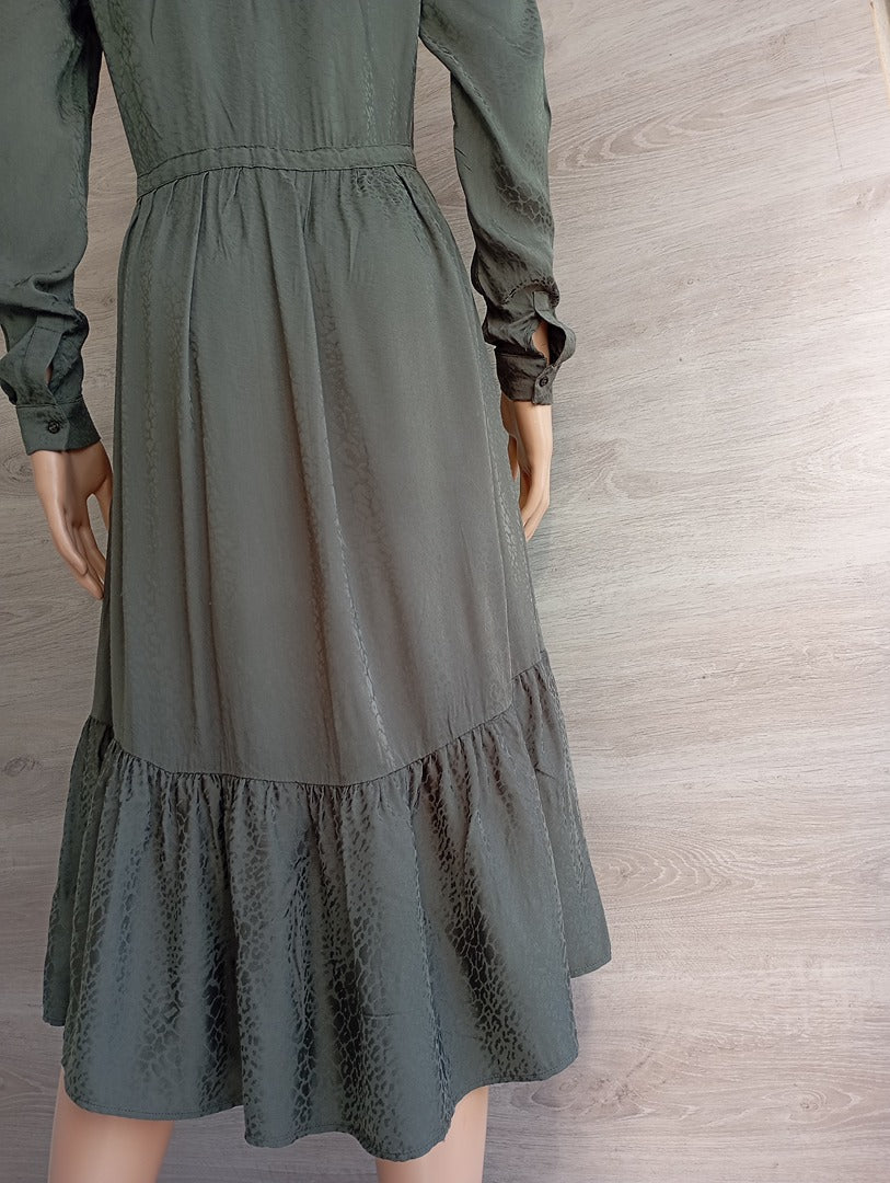 Robe midi Caroll manches longues taille 36 - kaki - Très bon état