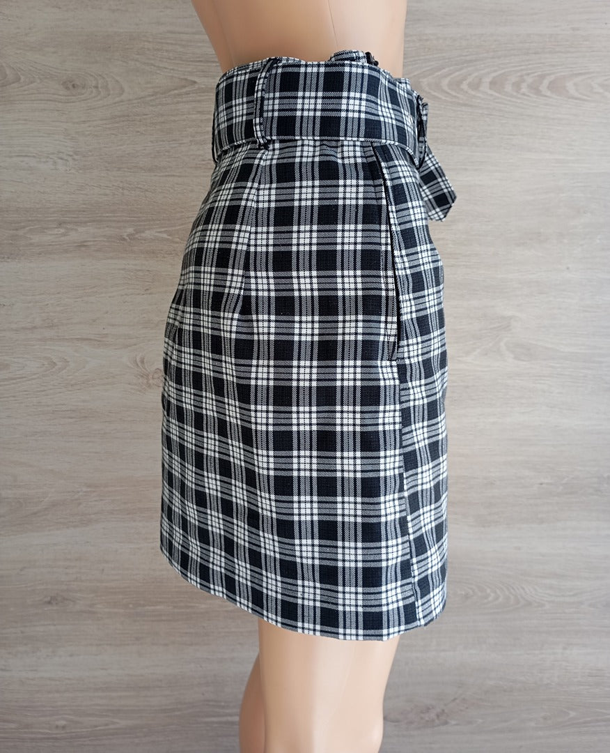 Mini-jupe H&m - 36 - Noir/blanc - Très bon état - motif carreaux