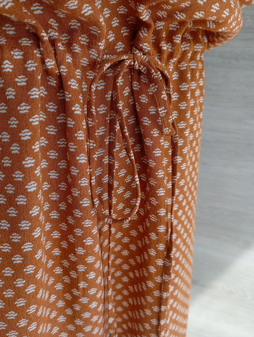 Belle robe Hartford manches courtes taille L - Orange/marron - Très bon état - 100% viscose