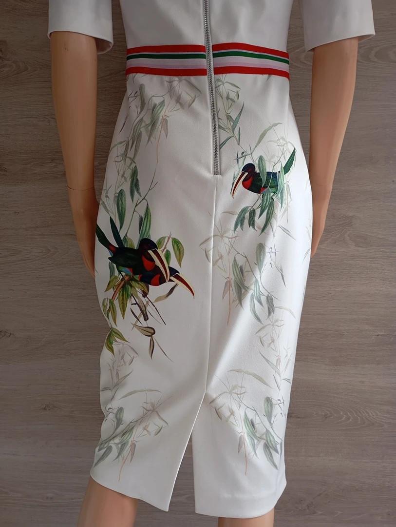 Robe mi-longue blanche imprimé nature — Ted Baker — Taille S — Très bon état