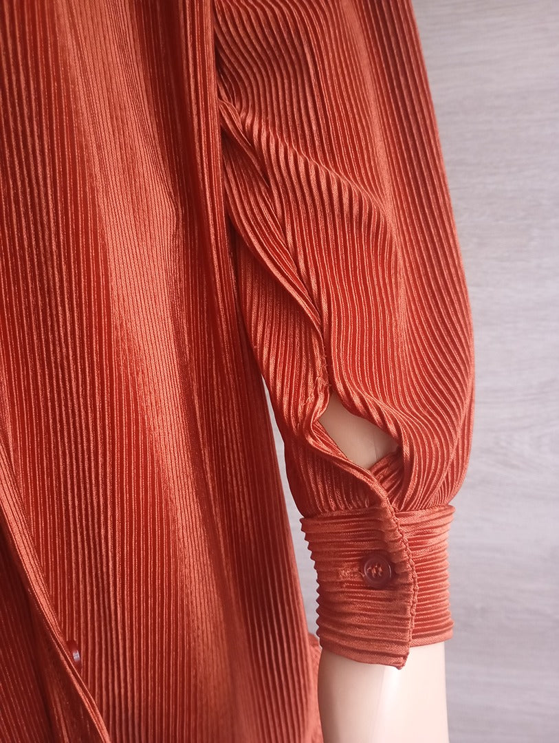 Ensemble fin fluide - chemise pantalon - Pronto Moda - Taille unique - marron orangé
