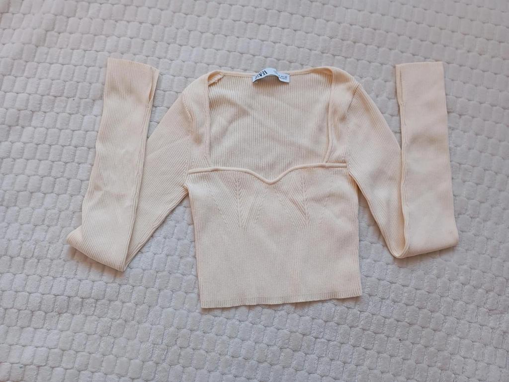 Crop top manches longues Zara S crème