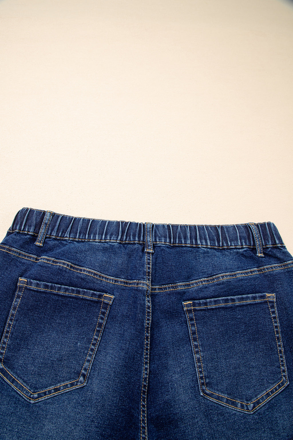 Jean Grande Taille Wide Leg à Lacets Contrastés