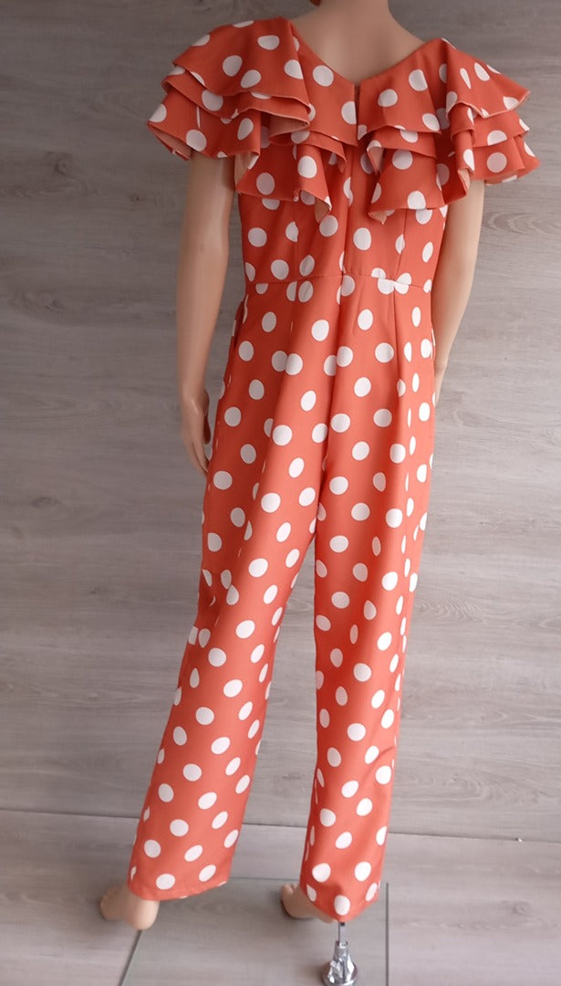 Combinaison pantalon orange à pois — Marú Atelier — Taille 42