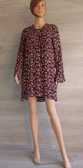 Robe courte - manches longues - Amichi Essentials - S - bordeau/multicolore - Neuf - viscose