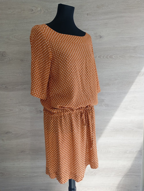 Belle robe Hartford manches courtes taille L - Orange/marron - Très bon état - 100% viscose