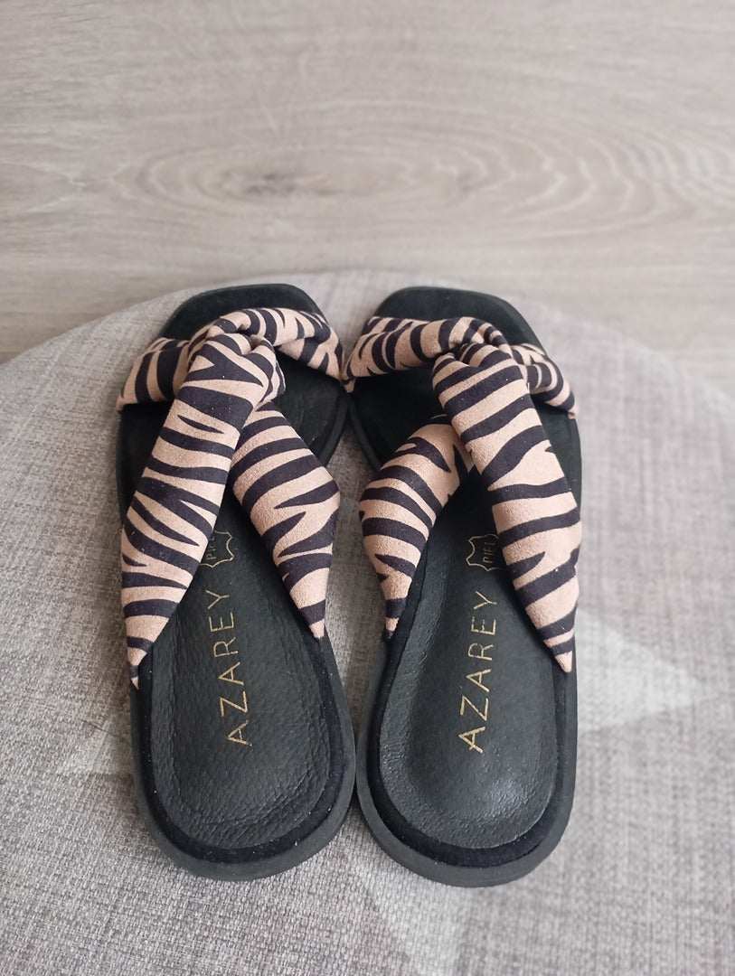 Sandales femme Azarey - 36 - Brown - neuves - style zebré