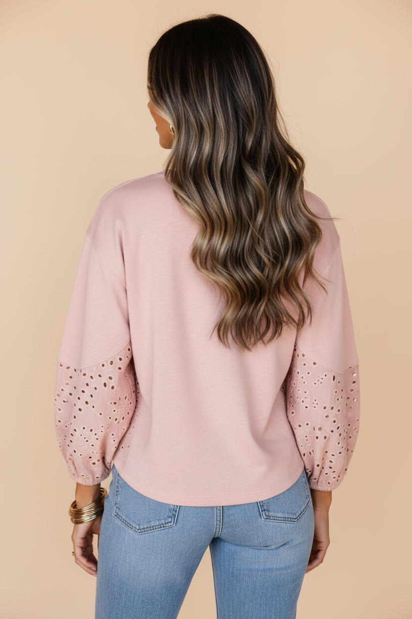Blouse rose poudré - studio dos mannequin brun