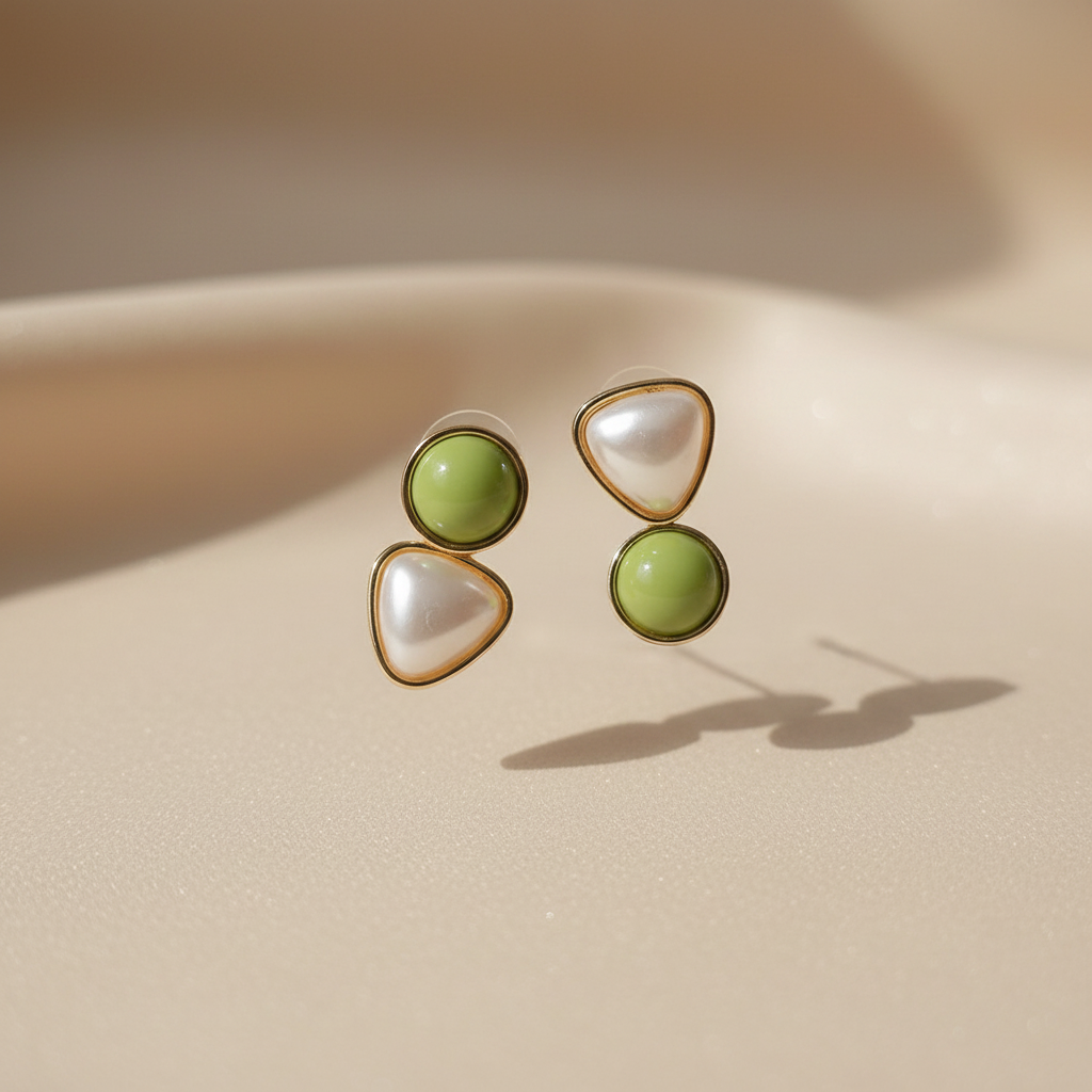 Boucles d'oreilles Stainless steel - Vert/blanc corrigé