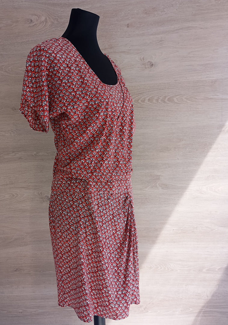 Robe Paul & Joe manches courte - L - Rouge - excellent état - 100% soie