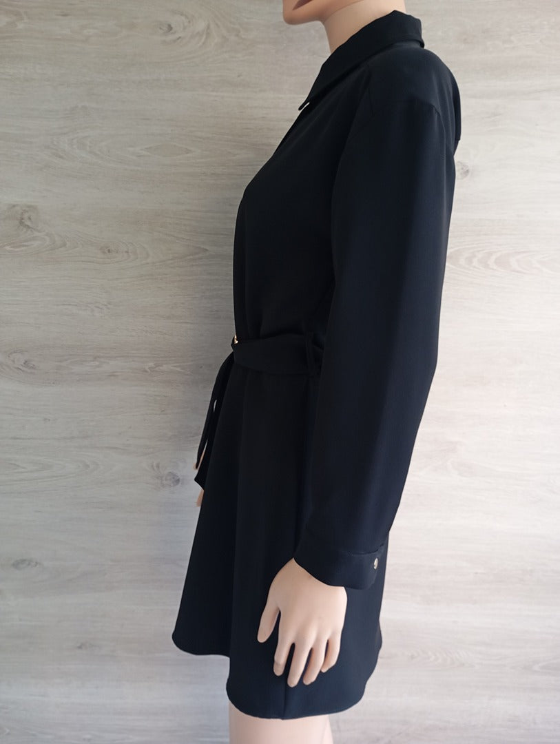 Robe courte chemise - manches longues - Zara - Xs - Noir - Très bon état