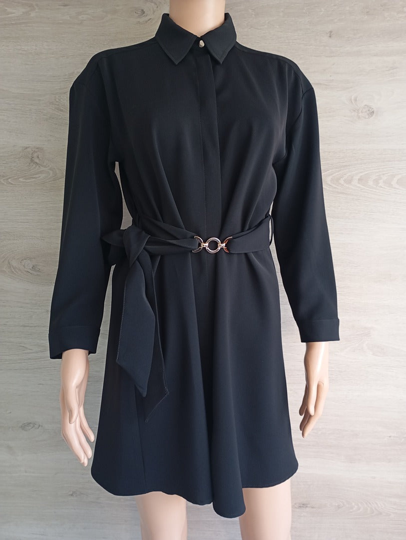Robe courte chemise - manches longues - Zara - Xs - Noir - Très bon état