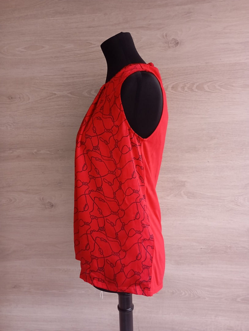 Joli blouse Cortefiel sans manches taille S - Rouge et noir - Neuf avec étiquette