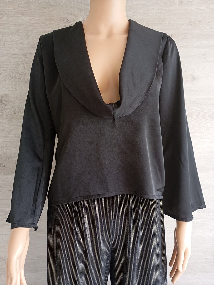 Blouse manches longues 🌸 Armonias -🌸 S - Noir - Neuf avec étiquette - visuel satin