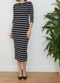 Robe longue rayée marine & doré — Massimo Dutti — Taille XS — Très bon état