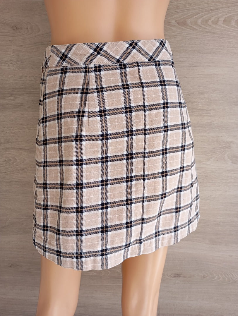 Mini-jupe H&m Divided - 36 - Beige - Très bon état - coton - motif carreaux