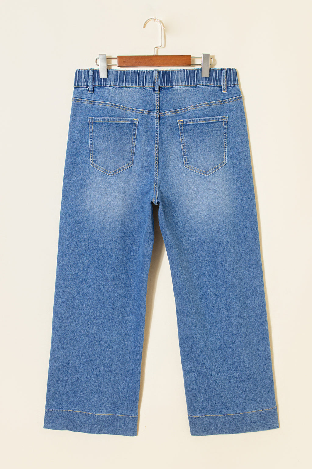 Jean Grande Taille Wide Leg à Lacets Contrastés