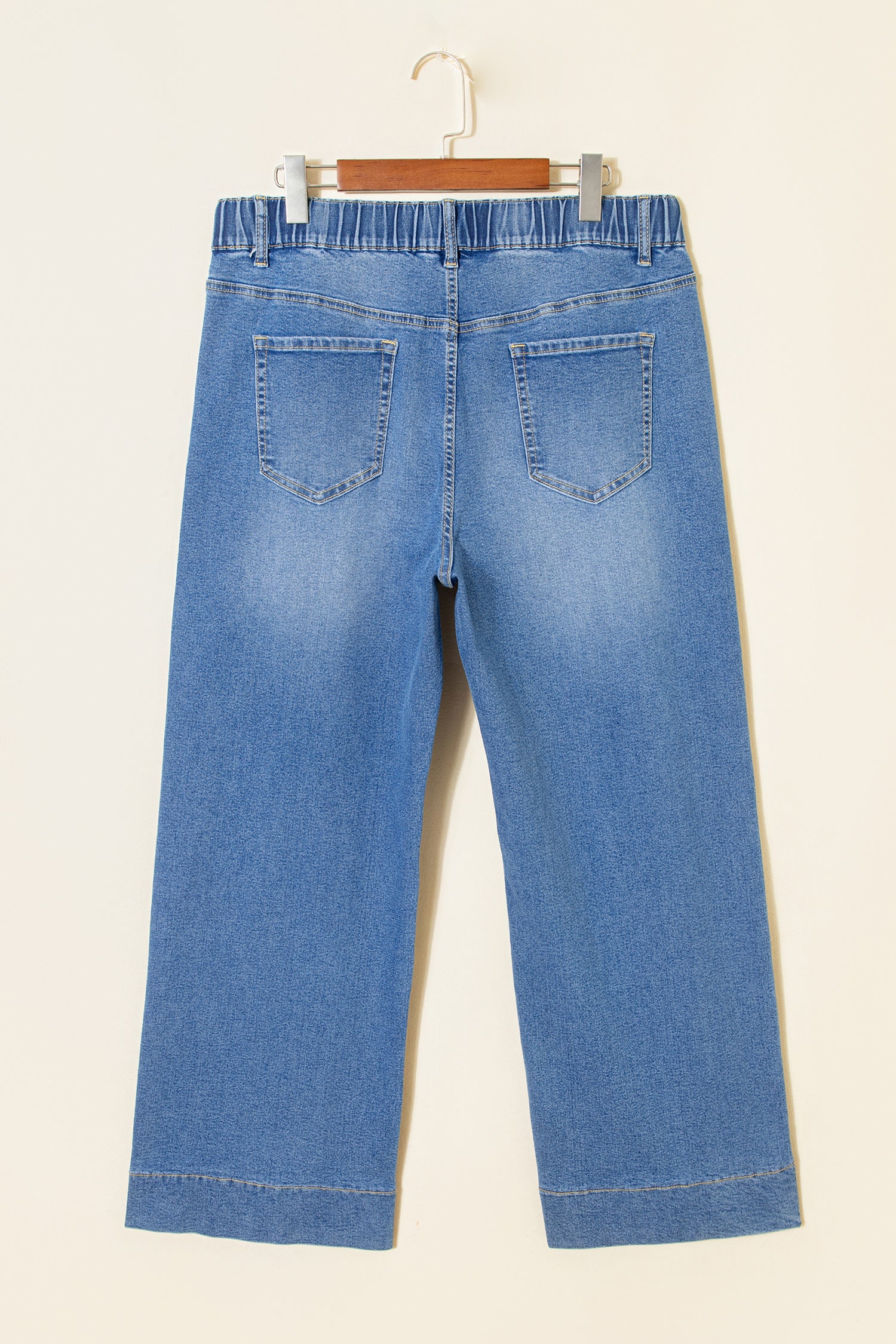 Jean Grande Taille Wide Leg à Lacets Contrastés