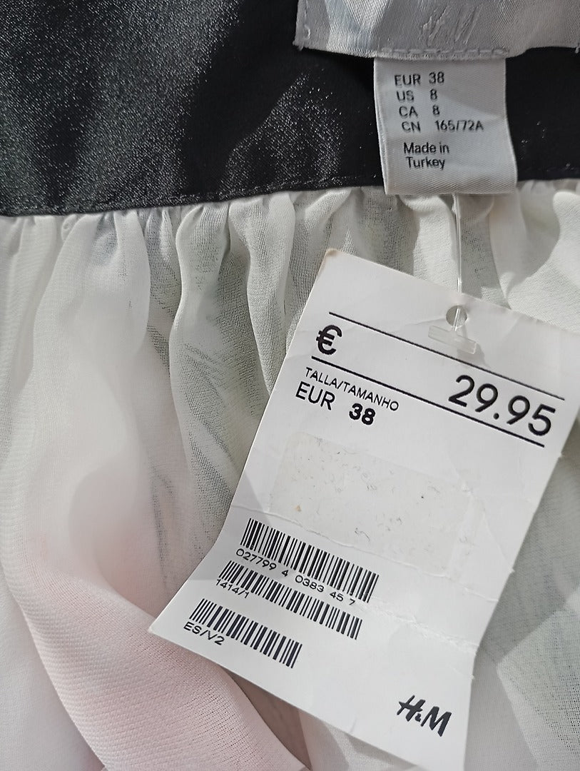 Jupe midi fleurie blanc & orange — H&M — Taille M (38) — Neuve