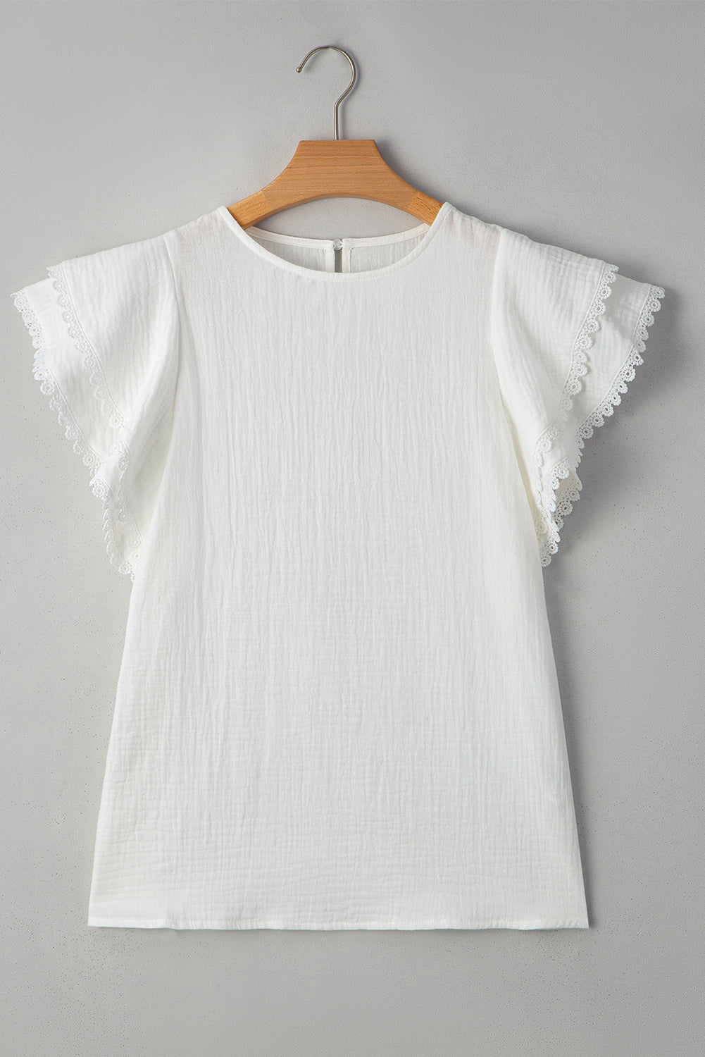 Blouse Blanche Froissée à Volants Superposés