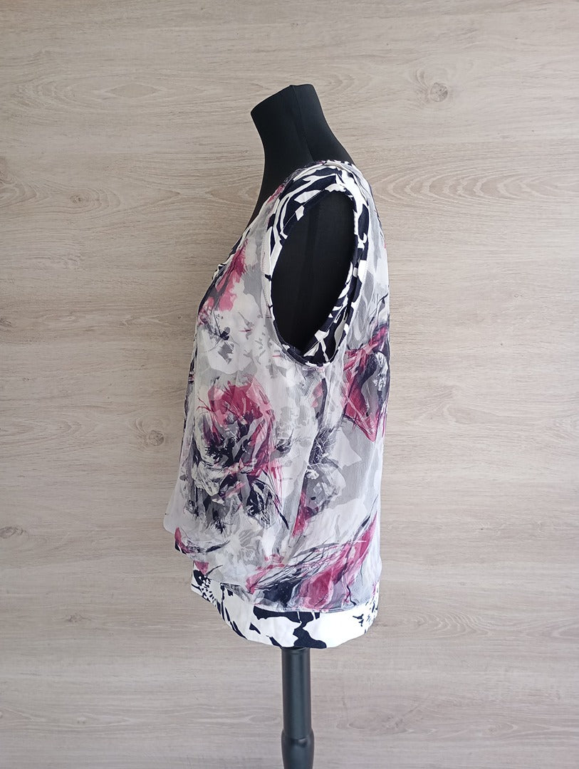 Blouse sans manches Basler - 46 - Blanc/multicolore - Très bon état