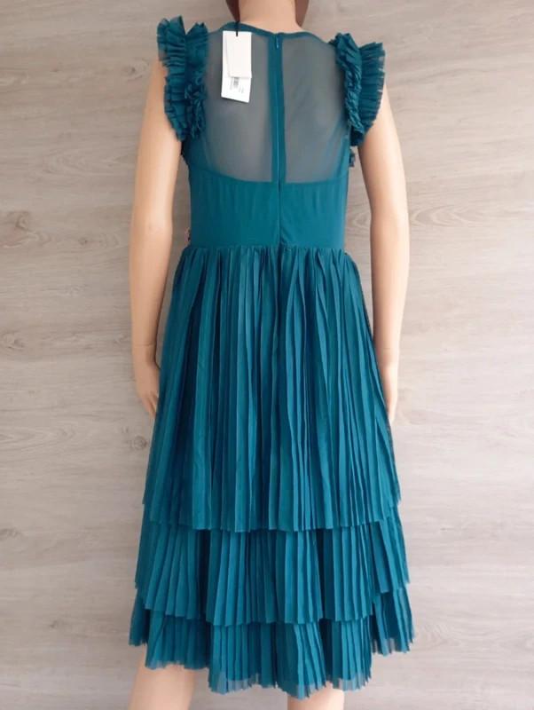 robe midi plissée Maru Atelier - 42 - turquoise - bon état - avec fleurs