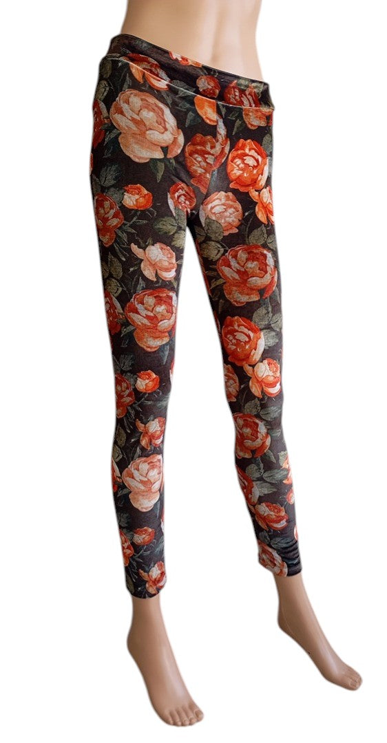 Legging Via Delle Rose - M - Multicolore - motif floral - velours