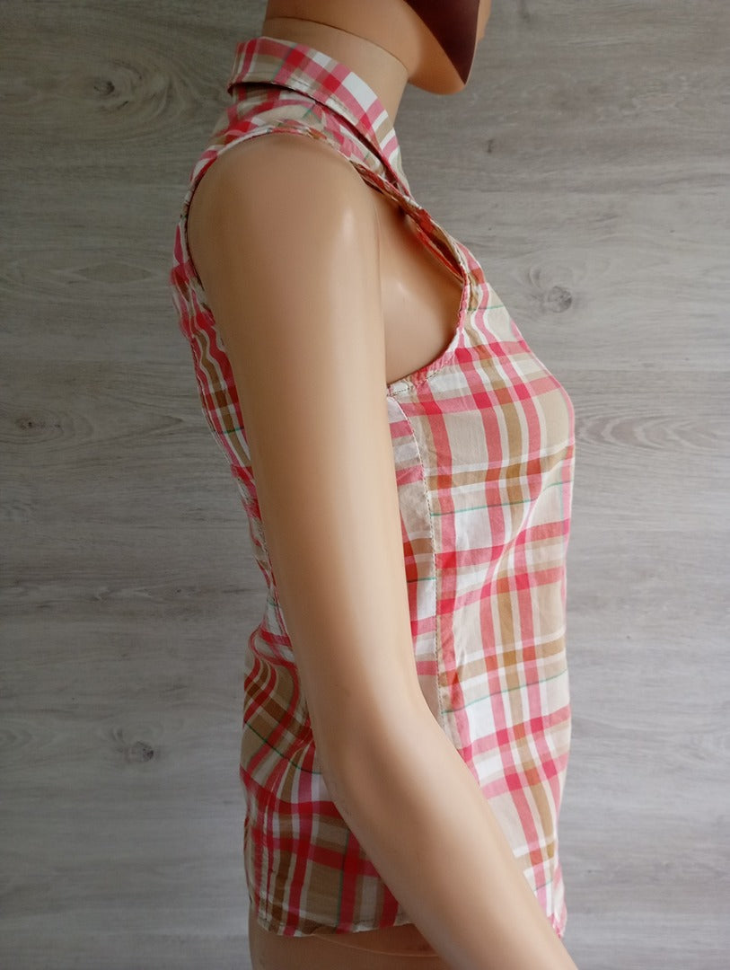 Jolie chemise sans manches Bershka taille Xs - Rose/multicolore - Neuf avec étiquette - 100% coton