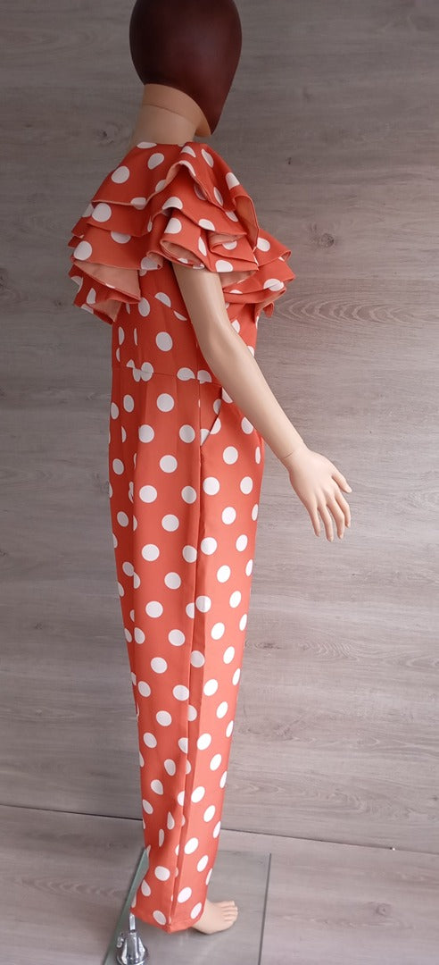 Combinaison pantalon orange à pois — Marú Atelier — Taille 42