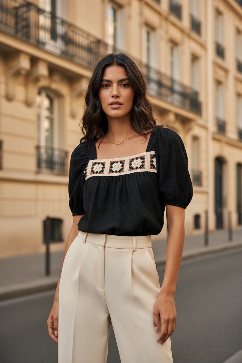 Chemisier crochet – tenue pantalon Paris v2