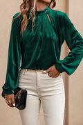 Chemisier velours vert - face mannequin