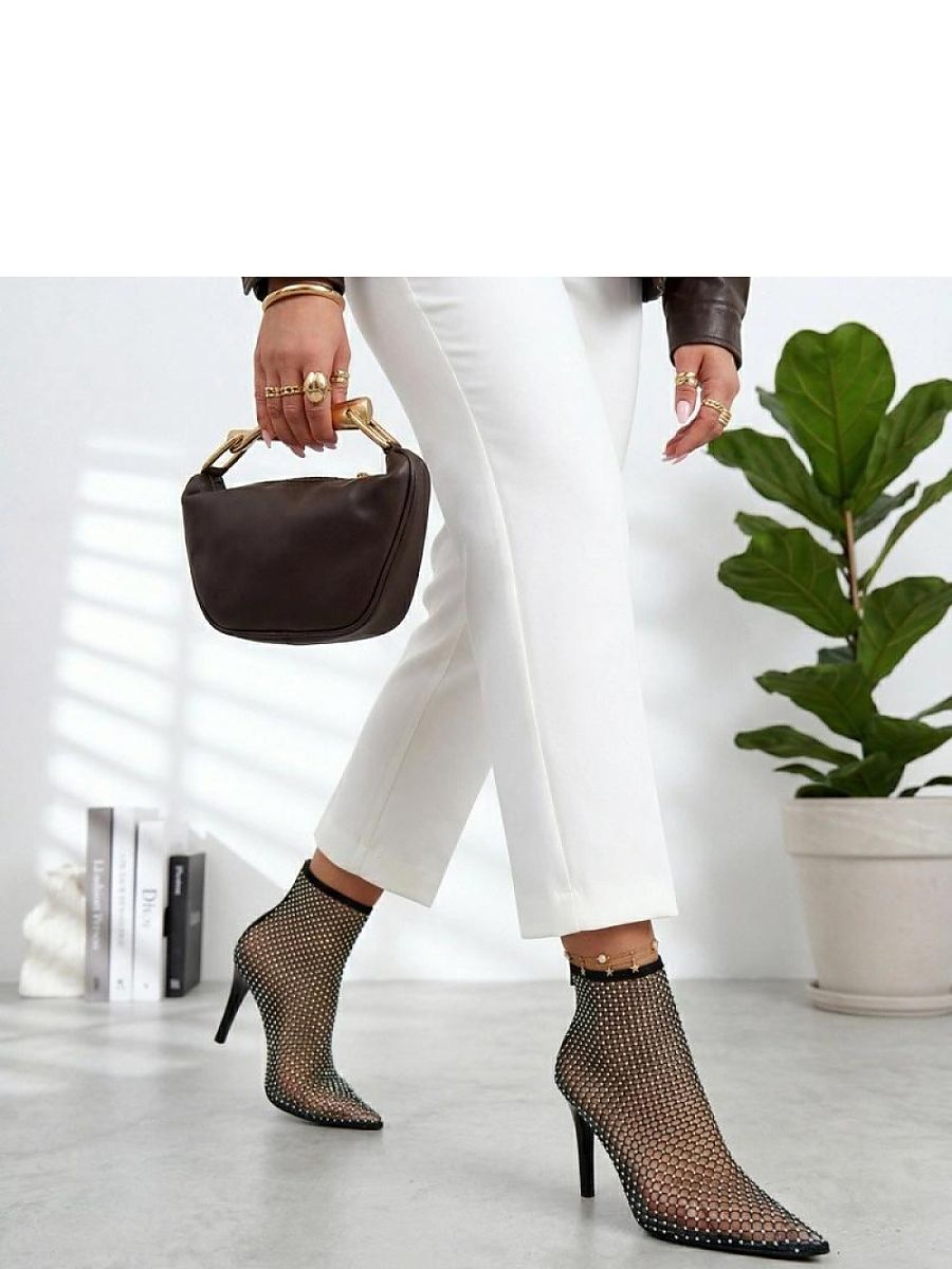 Bottines Résille & Strass Talon Haut Soirée
