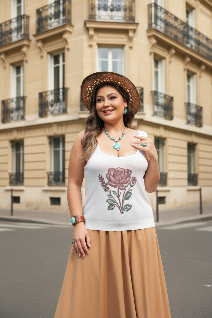 Débardeur fleuri – tenue parisienne chic