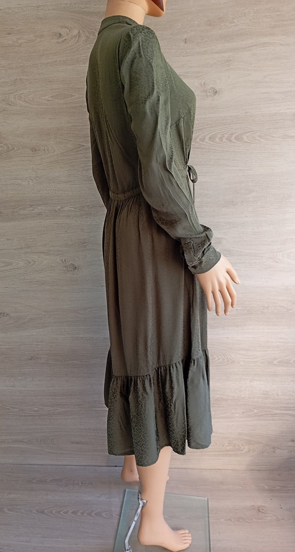 Robe midi Caroll manches longues taille 36 - kaki - Très bon état
