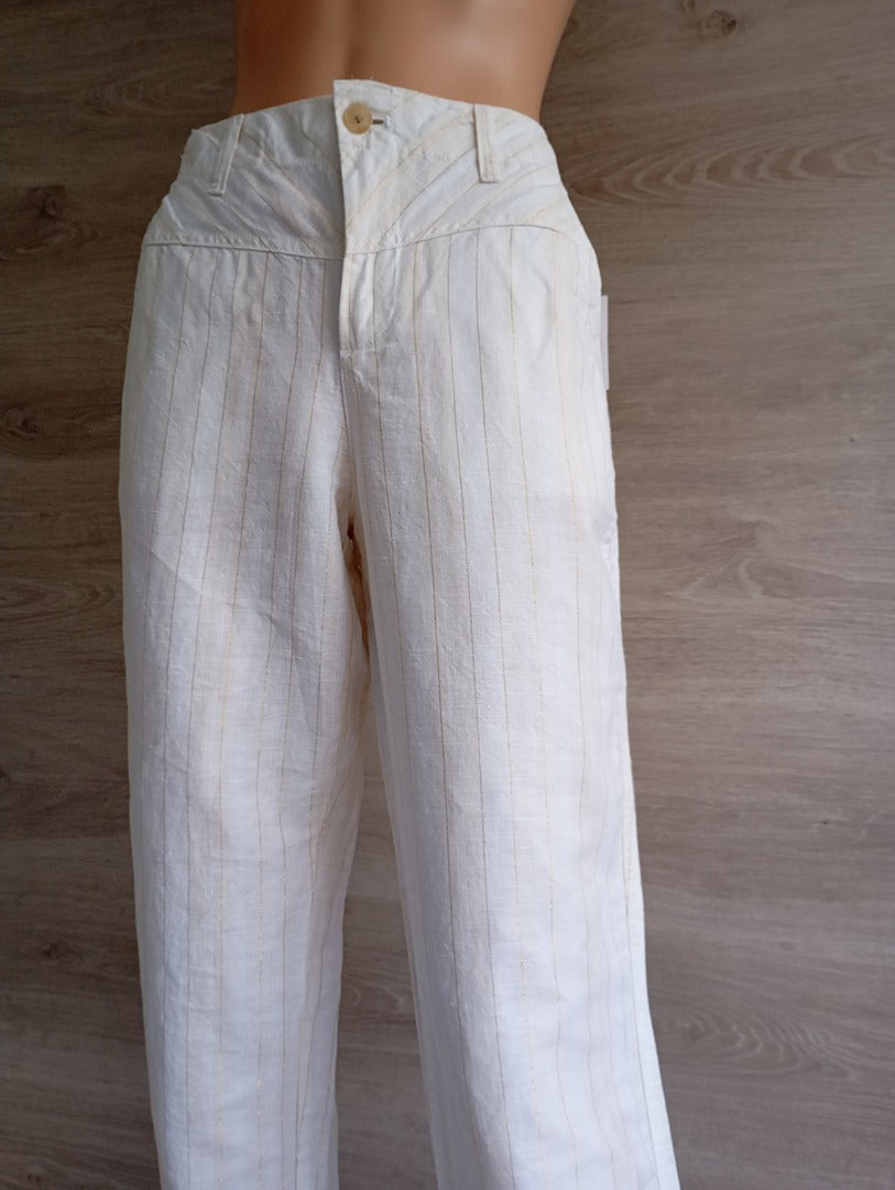 Pantalon chino Gap - 38 - Blanc/crème/doré - Neuf avec étiquette - lin et coton