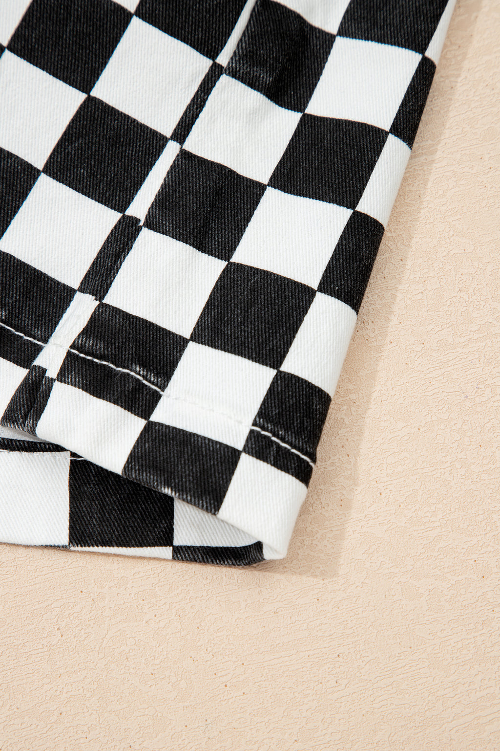 Short en jean à carreaux — Noir & Blanc