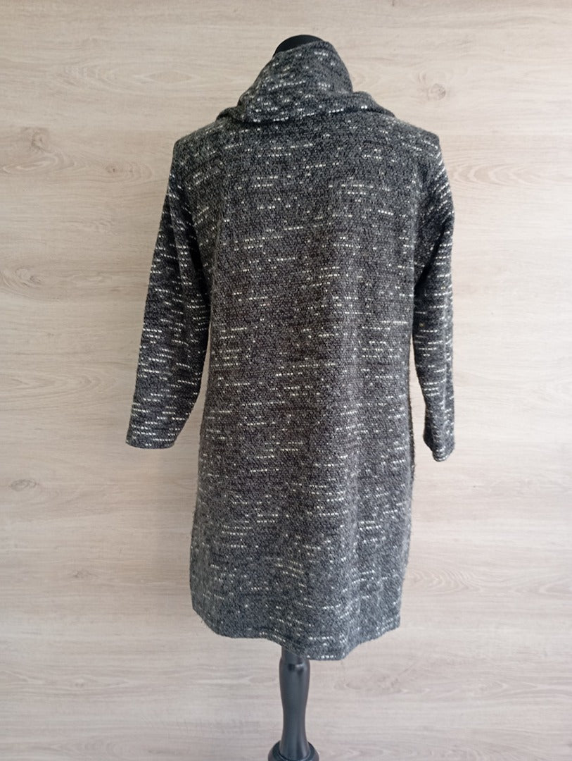 Robe courte d'hiver en maille Moda Carolina - manches longues - S - gris - col cheminé - poches