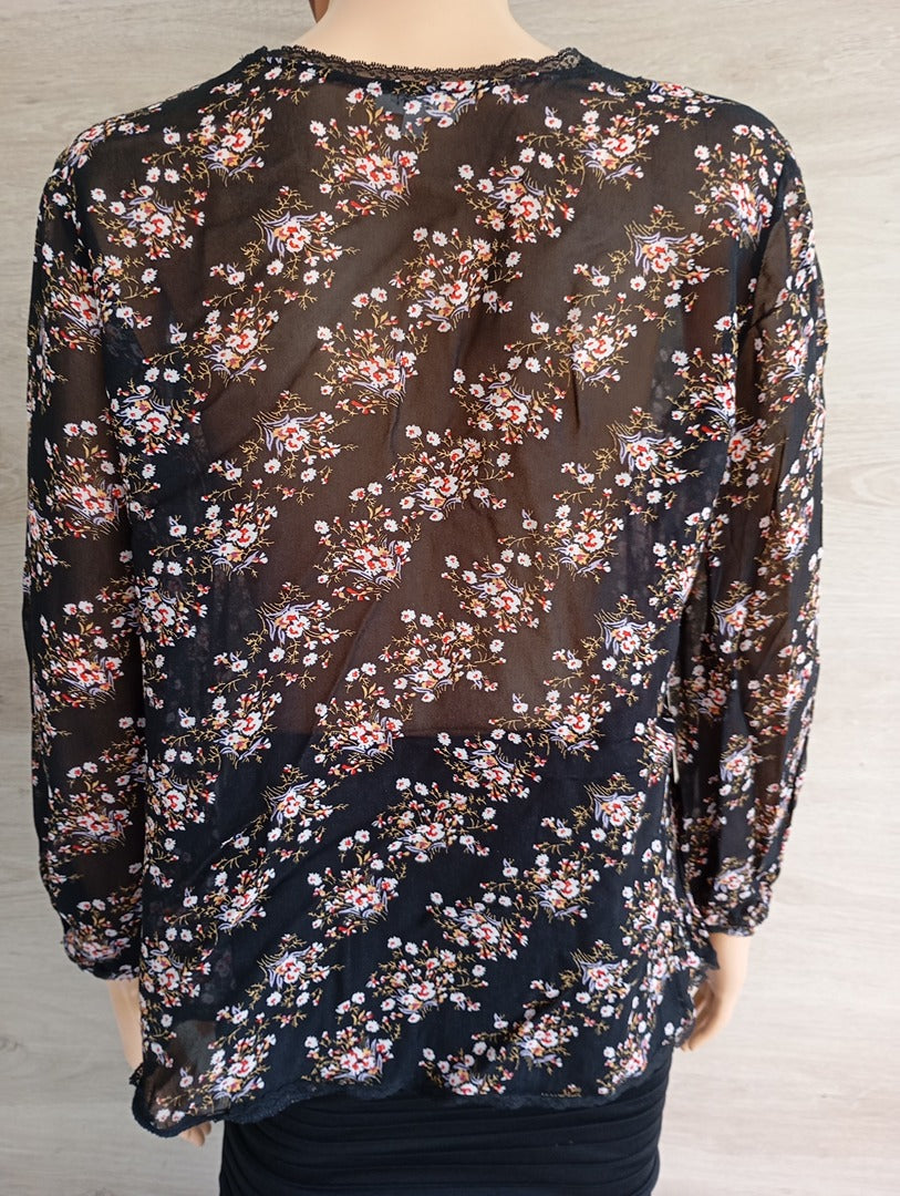 Blouse Claudie Pierlot - 40 - Noir - Très bon état - viscose - motif floral