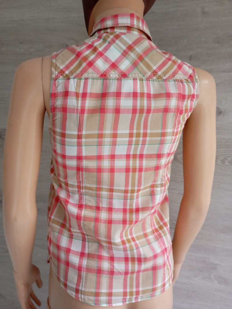 Jolie chemise sans manches Bershka taille Xs - Rose/multicolore - Neuf avec étiquette - 100% coton