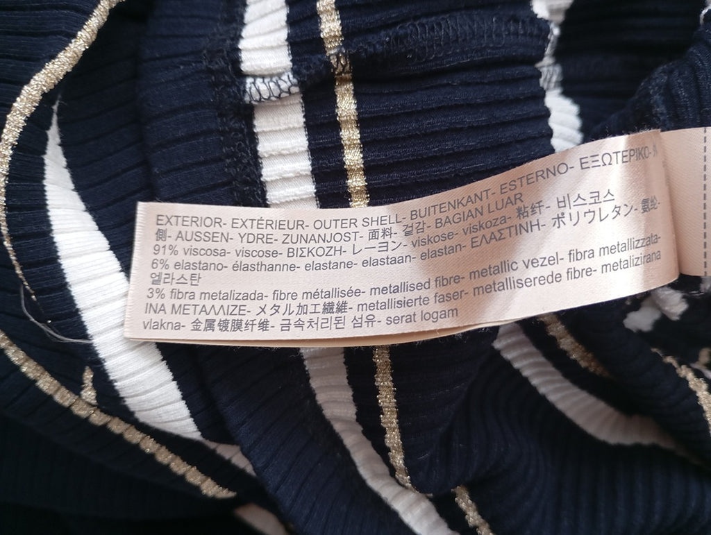 Robe longue rayée marine & doré — Massimo Dutti — Taille XS — Très bon état