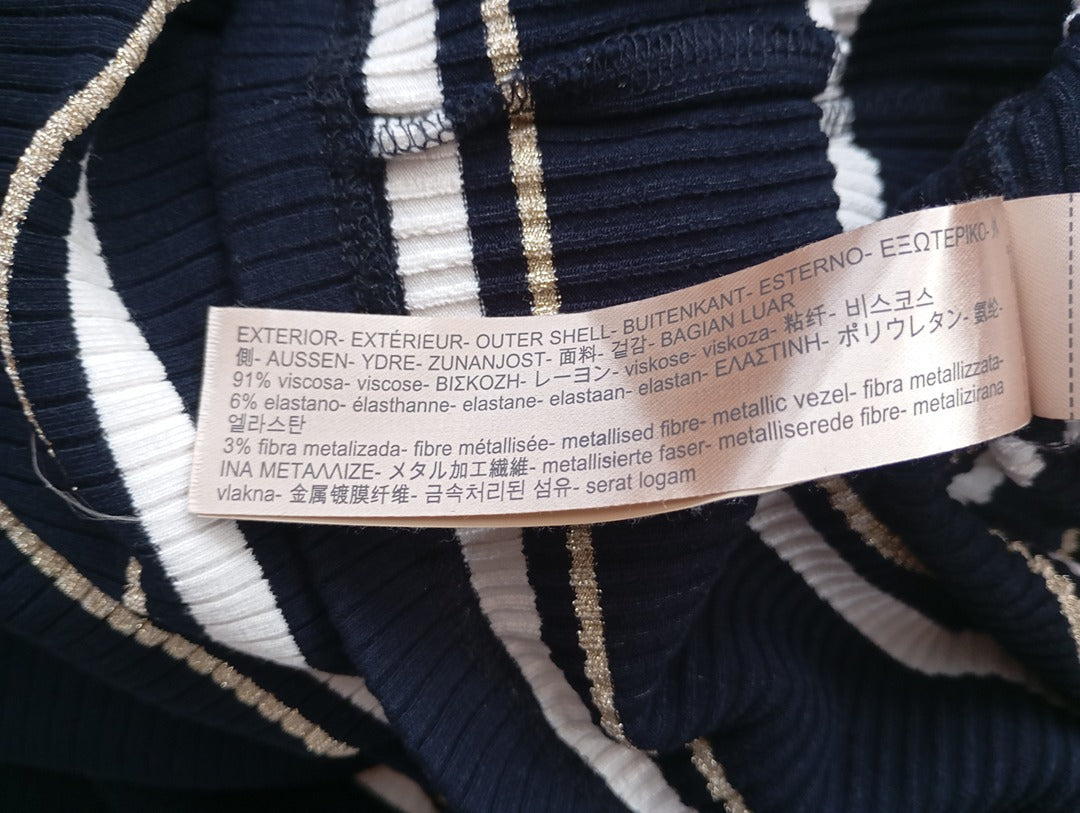 Robe longue rayée marine & doré — Massimo Dutti — Taille XS — Très bon état