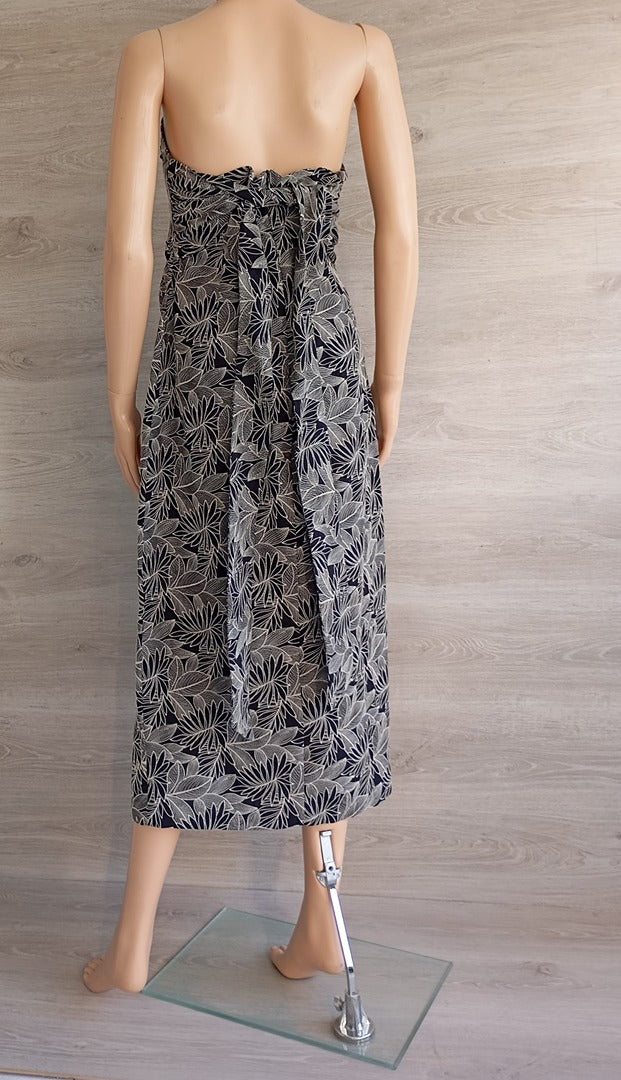 Robe bustier fleurie noir & beige — Zara — Taille L — Neuve