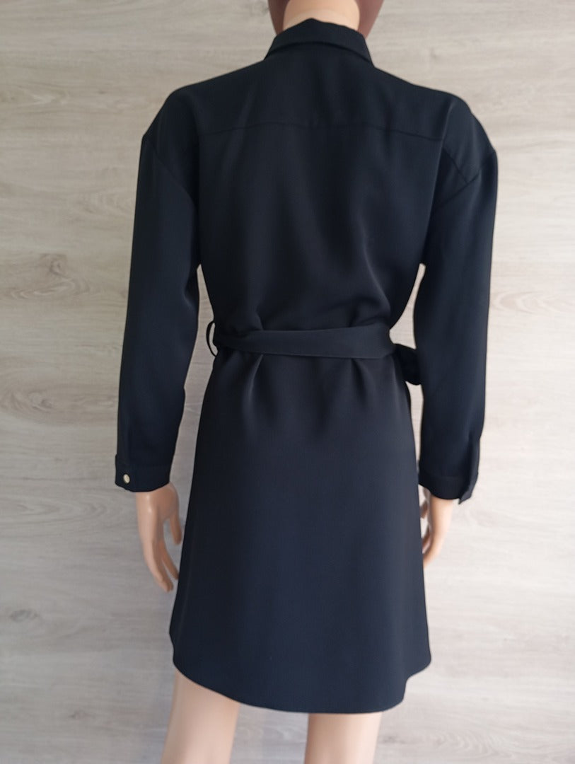 Robe courte chemise - manches longues - Zara - Xs - Noir - Très bon état