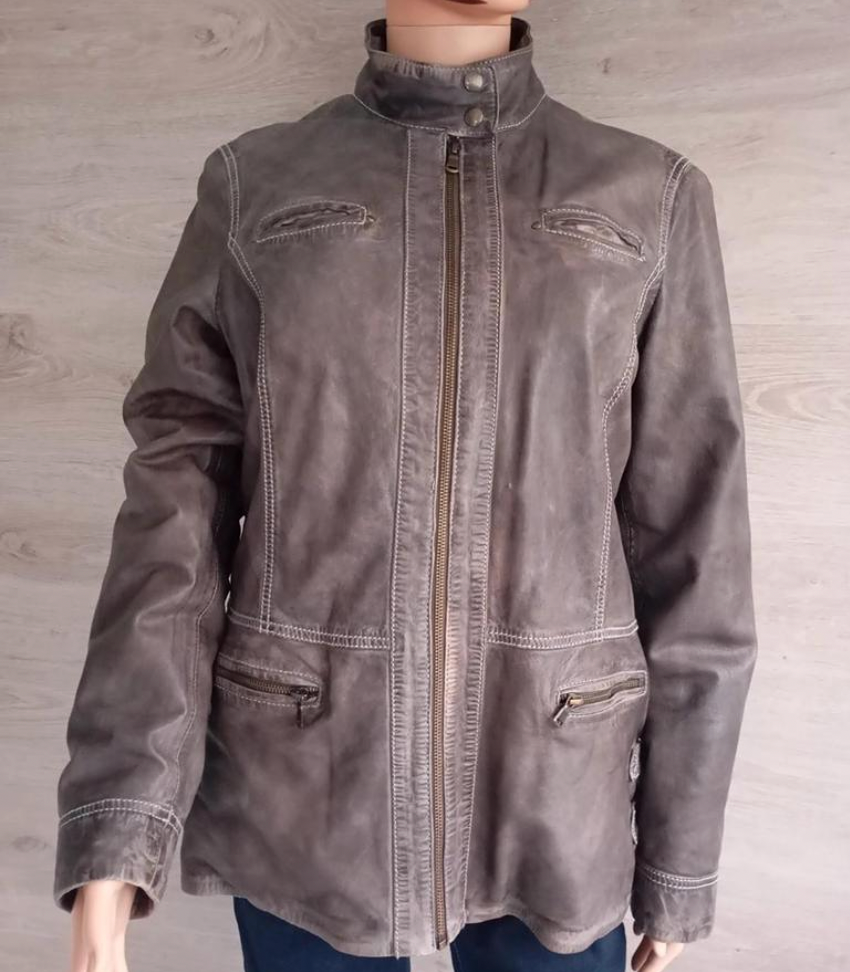 Jolie veste femme - en cuir véritable - Mcs - beige sable - style vintage américain - taille L/xl