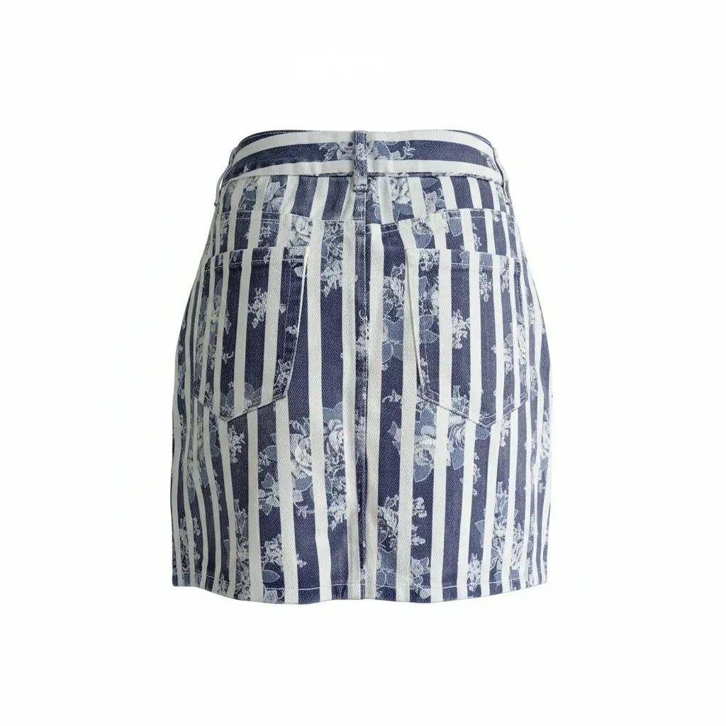 Mini-jupe Redial - 38 - Bleu/blanc - Neuf avec étiquette - motif floral