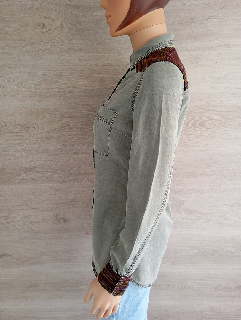 Jolie chemise manches longues Zara - Xs - Vert/multicolore