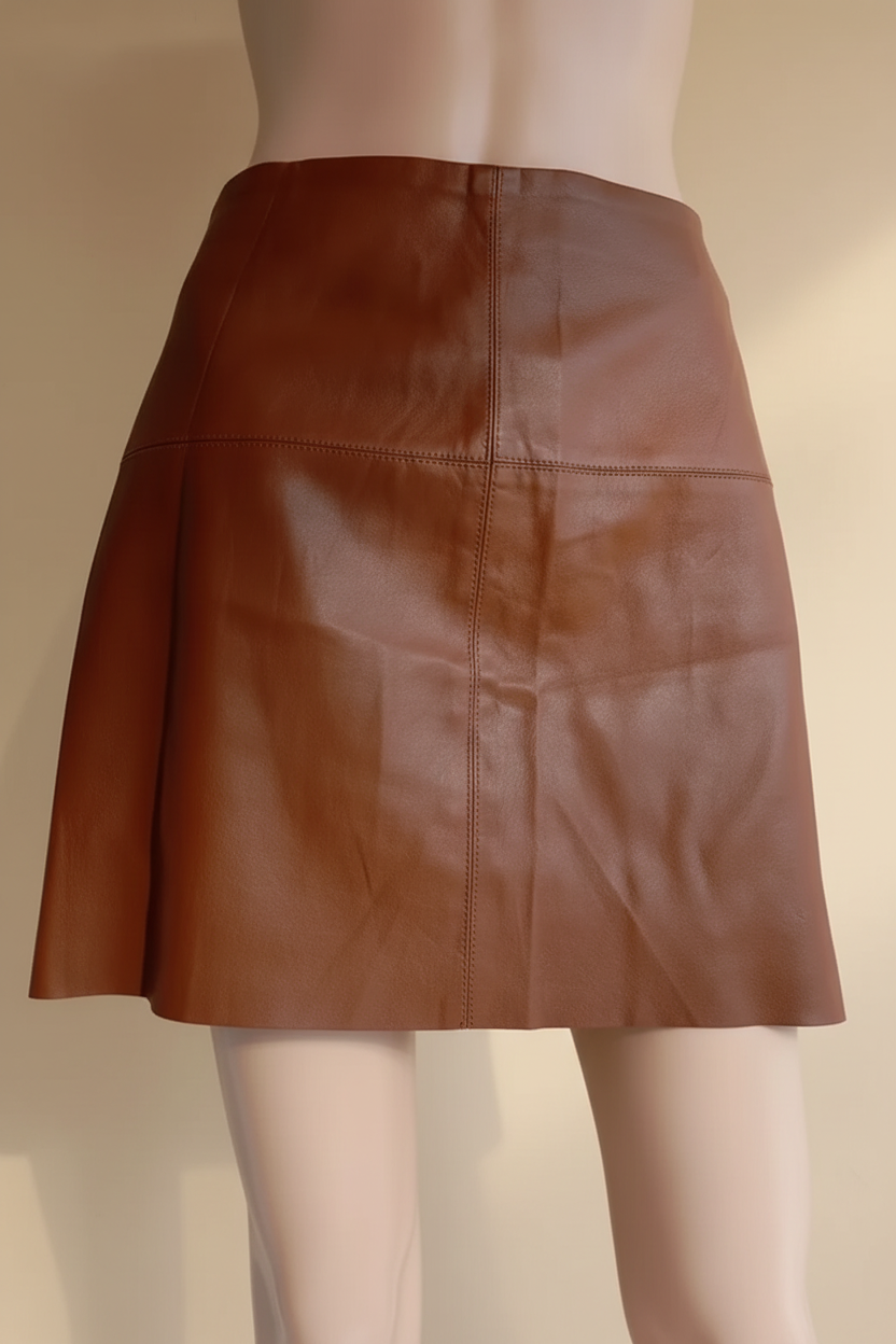 Dos jupe cuir couture en croix fond beige